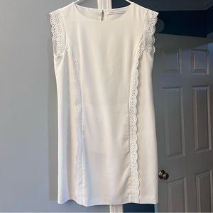Susana Monaco White Side Zip Lace Trimmed‎ Dress